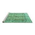 thumbnail image 2 of Ahgly Company Machine Washable Indoor Round Oriental Turquoise Blue Traditional Area Rugs, 5' Round, 2 of 4