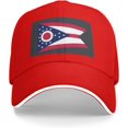 thumbnail image 2 of Ohio State Flag Print Unisex Casquette Baseball Cap, Adjustable Trucker Hat, Breathable Outdoor Sports Cap, 2 of 8