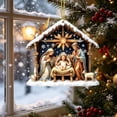 thumbnail image 5 of Yardvibe Handcrafted Christmas Nativity Ornament, 4 Inch Resin Hanging Piece with Radiant Star Accent, Holiday Display for Tree Mantel Shelf Window, Snowy Roof Manger Scene, 5 of 6