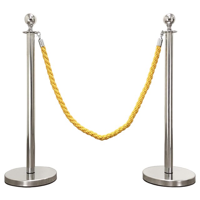 Mirror Crown Top Rope Stanchion in 3 pcs Set, VIP Crowd Control (60" Blue Braided)
