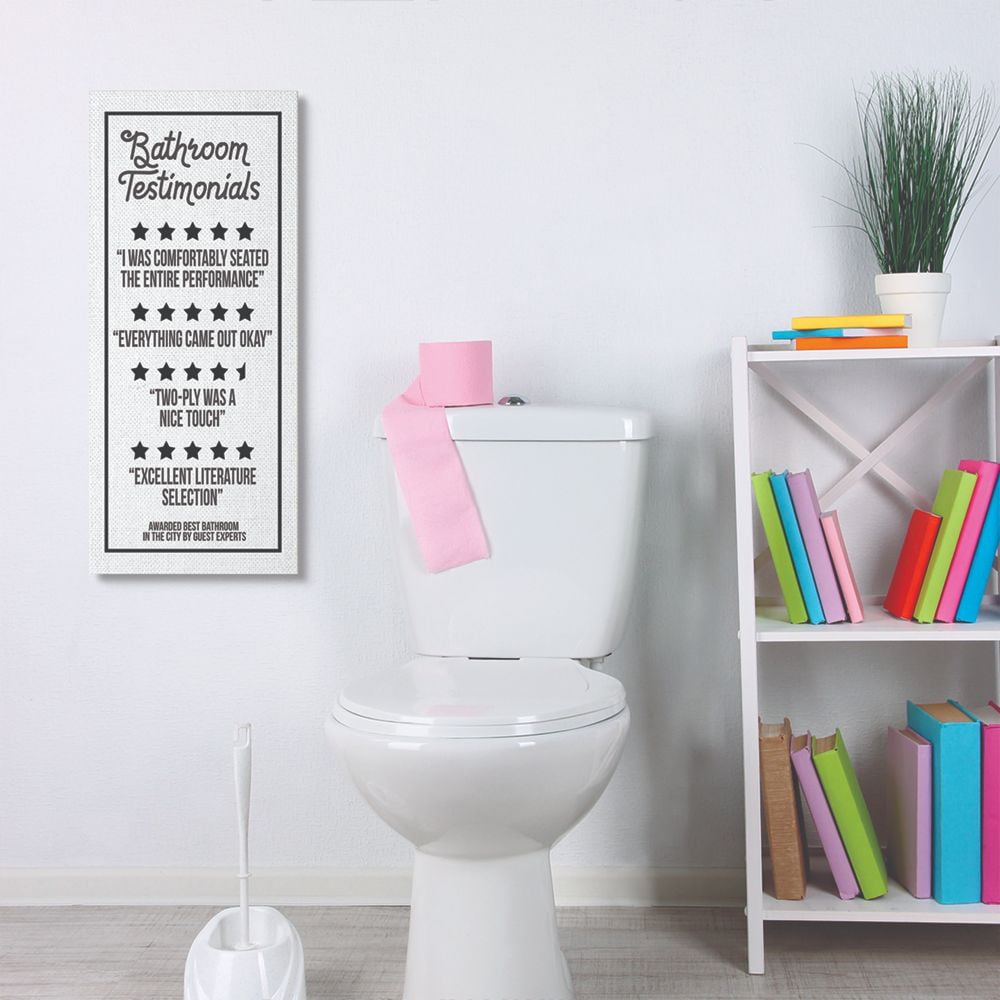 Stupell Industries Bathroom Testimonials Five Star Funny Word Design Canvas Wall Art by Daphne Polselli