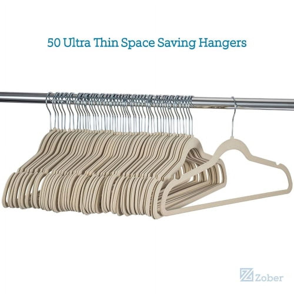 10 Slim Ultra Thin Lightweight Velvet Coated Hangers With Beige