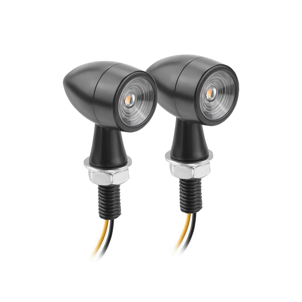 Shininglove 1 Pair Motorcycle LED Black Mini Turn Signals Lights