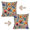 thumbnail image 3 of Zippered Pillow Cover Farmhouse Shabby Chic Vintage Floral Cushion Case Colorful Mediterranean Vintage Floral Pattern Sofa Pillows Gifts for Home Decor 16"x16", 3 of 7