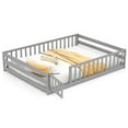 thumbnail image 1 of Costway Full Size Floor Bed with Full Length Safety Guardrails & Door for Boys, Girls Gray, 1 of 10