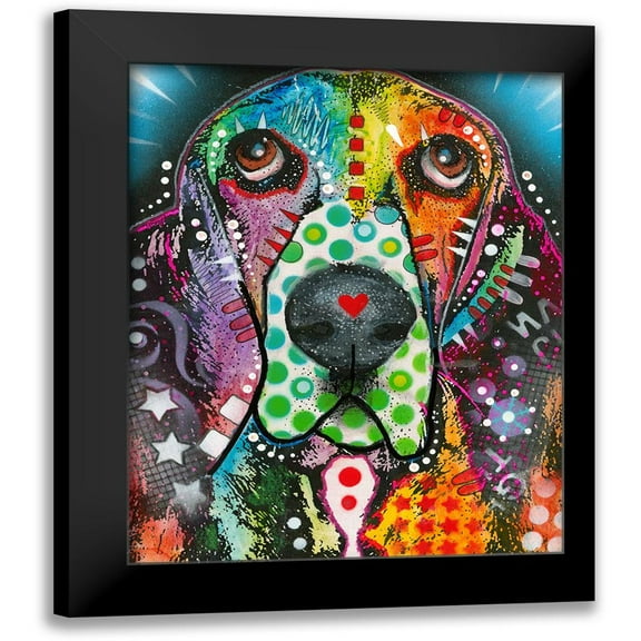 Dean Russo Collection 12x14 Black Modern Framed Museum Art Print Titled - Basset Hound Original