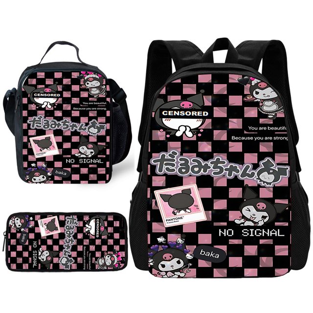 Mochila escolar de Anime Kuromi para niños y niñas, bolsa de almuerzo, bolsas de lápices, mochilas escolares, el mejor regalo
