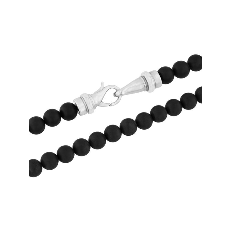 Mens black deals onyx bead necklace