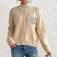 thumbnail image 5 of Women's Lightweight Oversized Knit Pullover Crewneck Long Sleeve Casual Sweater Top for Fall Travel Outfits Beige L, 5 of 7
