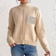 thumbnail image 5 of Suéter de cuello alto para mujer, blusas con empalmes de encaje, camiseta de cuello alto, suéter casual de moda, top acrílico para mujer, 5 of 7