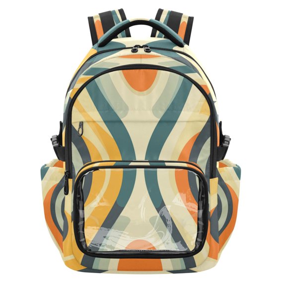 25L PVC Casual Backpack, Waterproof Large Capacity Backpack for Student Commute & Short Trips Pretty Colorful Stripes