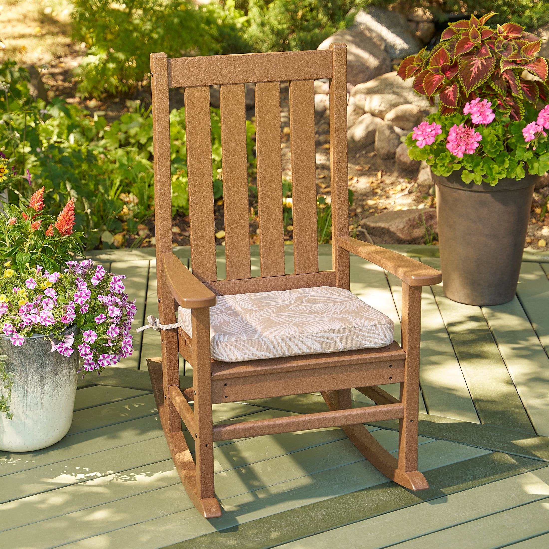 Better Homes & Gardens Rectangle Outdoor Seat Pad Cushion, 19 in x 18 in, 1-Piece, Palm Tan