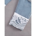 thumbnail image 3 of 2Pcs Newborn Baby Girls Flare Sleeve Lace Floral Romper Bodysuit Denim Jeans Pants Outfits Set, 3 of 6