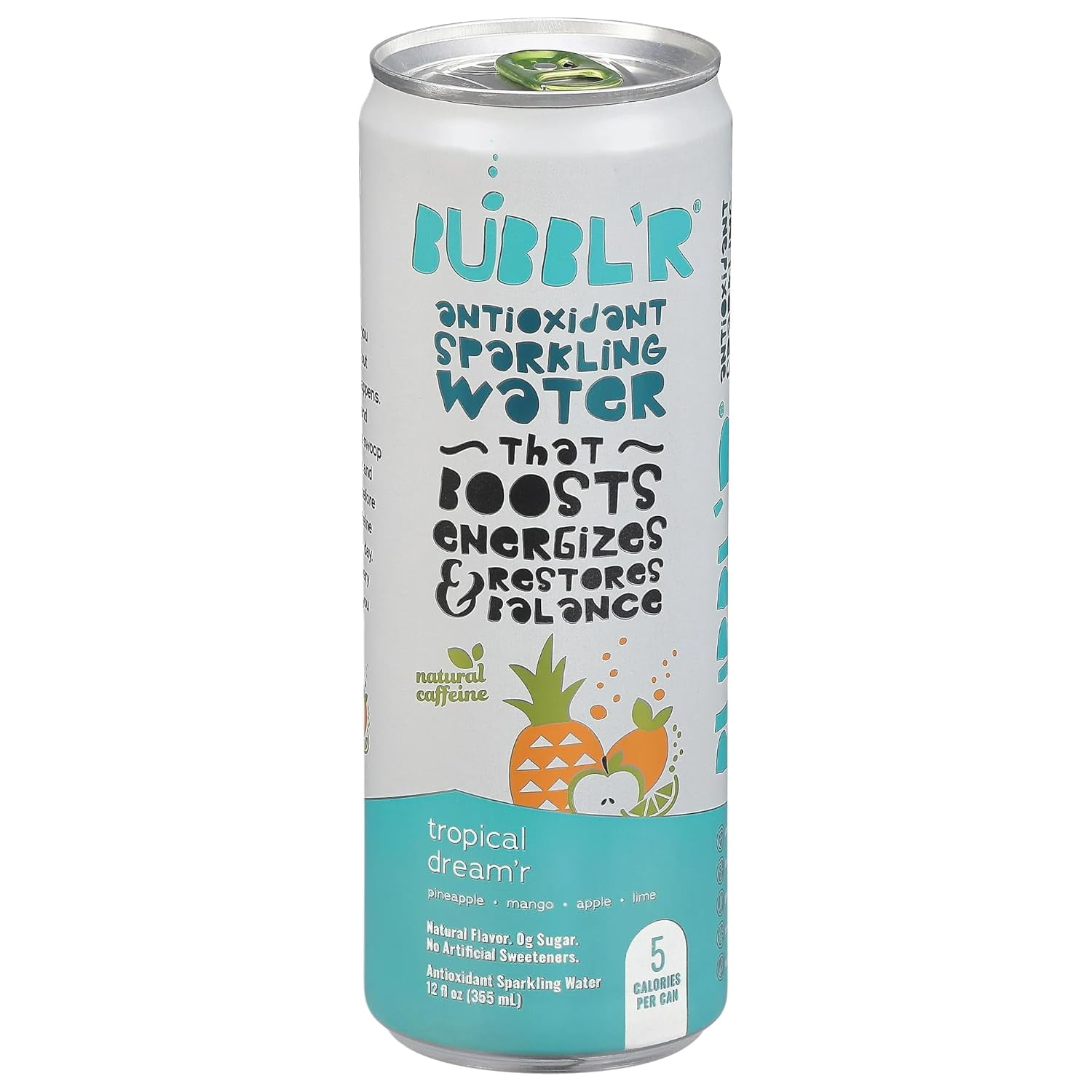 New Bubblr Antioxidant Sparkling Water - Triple Berry Breez'r, Tropical Dream'r, Twisted Elix'r, Pitaya Berry Nect'r, Wild Cherry Chill'r - Variety Pack, 0 Suger, 69 Mg Caffine, r 12 Fl