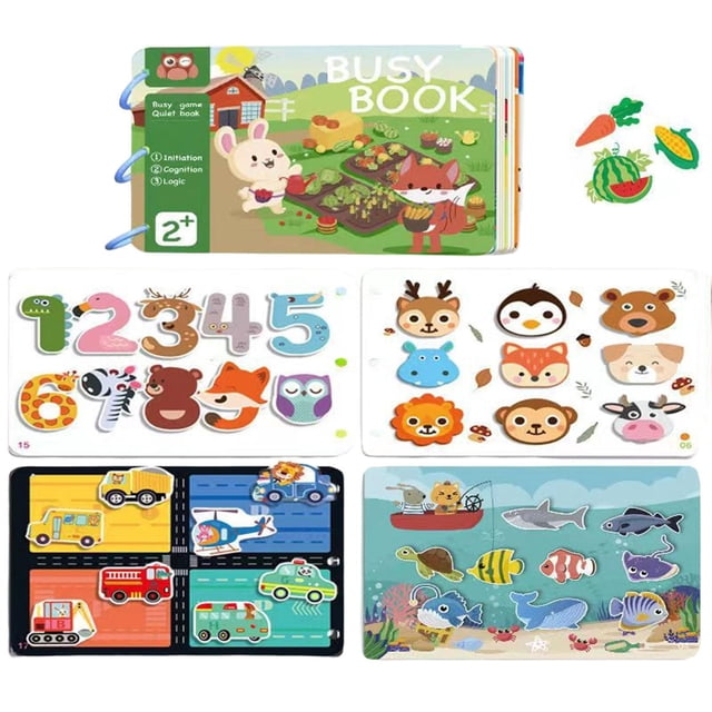 Libro educativo Montessori Juguetes Desarrollo Habilidades básicas Juguete Educativo Sensorial para 1-3 os niñas pequeños 30 páginas Hugo libro educativo