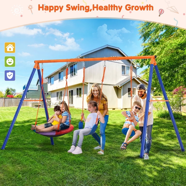 Heavy Duty Tree Swing - 550LB Capacity, Adjustable Ropes, Outdoor Swing Seat For Backyard, Garden, Patio (Black)