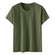 thumbnail image 4 of Blusas Umfun para mujer, cuello redondo liso, manga corta, blusa informal versátil, verde militar, talla 2XL, 4 of 4