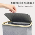 thumbnail image 2 of Foldable Tall Laundry Basket, Eco-Friendly Bamboo Rim, Durable 600D Fabric Laundry Container for Easy Storage, Removable Liner Bag for Bedroom, Dorm (100 Liter Capacity), 2 of 5