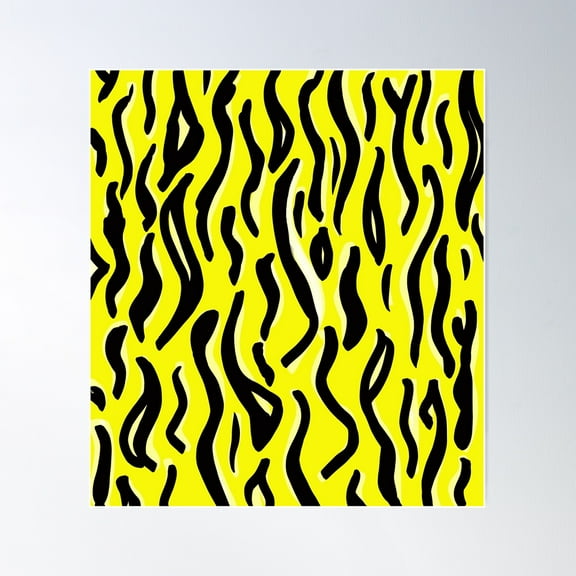 Tiger Print On Bright Yellow Poster Wall Art, Modern Wall Decor For Living Room Bedroom, 8x12 UNFRAMED