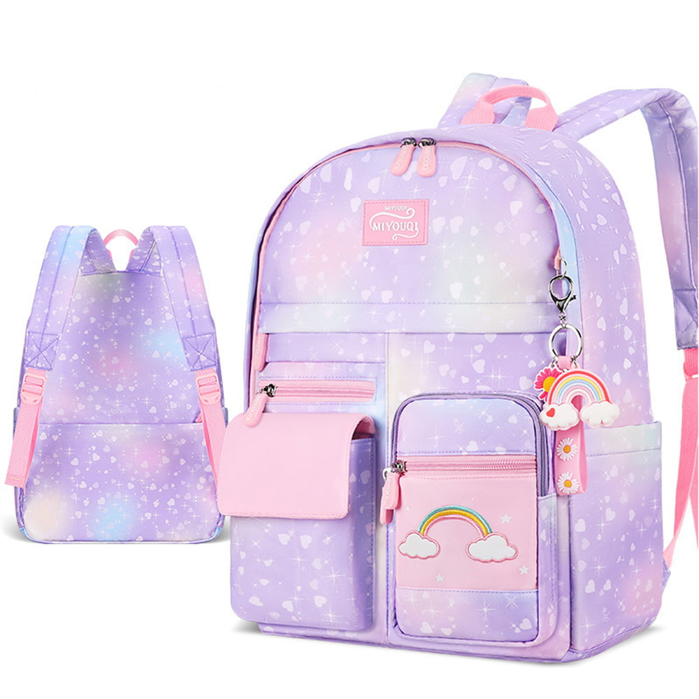 QingY School Backpack Grade 3-6 Years Cute Colorful School Bag for Girls,Pink, Women's, Size: Large