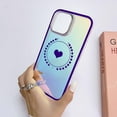 thumbnail image 5 of case for iPhone 13 Pro Max Case, Laser Glitter Bling Clear Mirror Case with Cute Heart Pattern, Hard PC + Soft TPU Anti Scratch Shockproof Case for Women Girls Back Cover(Purple), 5 of 14