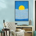 thumbnail image 4 of IDEA4WALL Framed Canvas Prints Wall Art Yellow Sun & Line Art on Blue Background for Living Room, Bedroom, Office Ready to Hang - 16x24 inches, 4 of 4