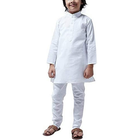 Royal Kurta Kid's Fine Cotton White Kurta Pyjama 7-8 Years