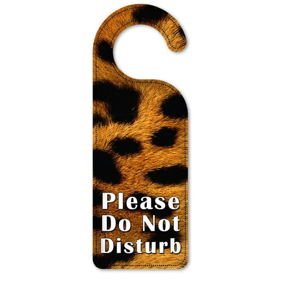 Do Not Disturb Door Knob Hanger Sign - Orange Leopard