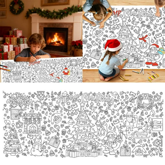 Christmas Decorations Coloring Poster 30 X 72 Inches Paper Coloring Tablecloth For Kids Large Coloring Activity Poster For Kids Home Party