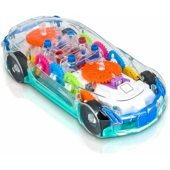 Light Up Transparent Car Toy for Kids,Sensory Toys for Kid,Toy Car with Colorful Moving Gears,Fun Educational Toy for Toddlers,Birthday Gifts Idea for Kids