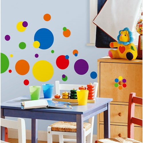 RoomMates Primary Colors Just Dots Peel & Stick Wall Decals, 1.75 in to 9 in