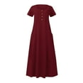 thumbnail image 4 of LEBONYARD Womens Dresses Summer,Dresses for Women 2024 Casual Summer Save up under 50%,Women's Summer Solid Color Casual Sleeveless Round Neck Pocket Dress Beach Casual Maxi Sundress Wine XXL, 4 of 5