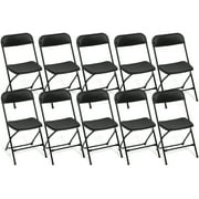 SUGIFT Folding Chairs 10 Pack Plastic Folding Chair for Outdoor Indoor Use 350lb Weight Capacity, Black