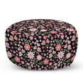thumbnail image 1 of Floral Pouf Cover with Zipper, Slavic Floral Motifs Typical Eastern European Folk Look, Soft Decorative Fabric Unstuffed Case, 30" W X 17.3" L, Pale Pink Khaki, by Ambesonne, 1 of 5