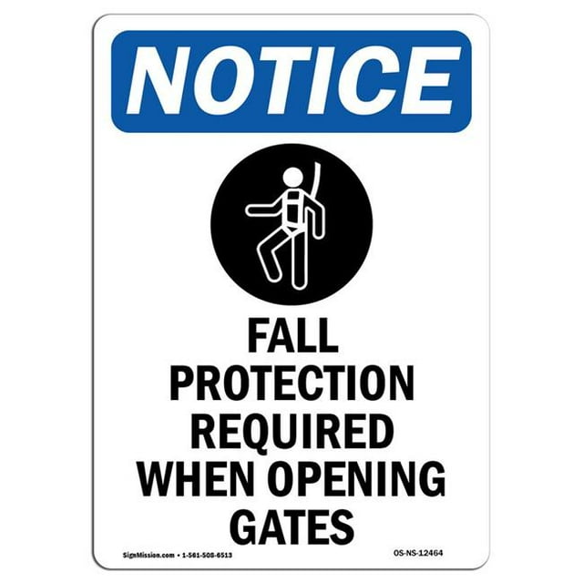 SignMission OS-NS-A-1218-V-12464 12 x 18 Po Panneau de Signalisation OSHA - Protection contre les Chutes Requise