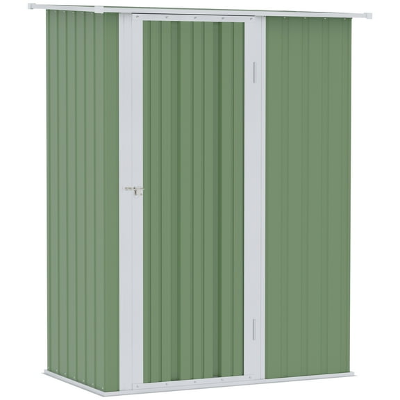Outsunny 5 x 3 ft. Garden Metal Storage Shed with Lockable Door, Lawn Green