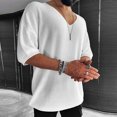 thumbnail image 4 of ZVNAΖH Men's V Neck Short Sleeve Knit T-shirts Summer Casual Solid Pullover Tops Comfy Loose Daily Go Out Wear, 4 of 4