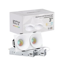 5CCT LED 3inch Recessed Lighting with J-Box, 12W Trimless Ceiling Downlight, Dimmable, Canless Spotlight, CRI 90, 3000-6500K Selectable