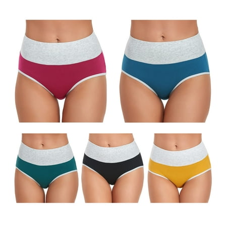 

TUTUESTHER Womens Underwear High Waistd Panties Postpartum Cotton Full Briefs Multipack(Medium Black/Green/Vivid Blue/Purple Red/Chrome Yellow)
