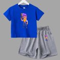 thumbnail image 3 of Conjunto de 2 piezas de camiseta y pantalones cortos divertidos para niños y adolescentes, de algodón, para verano, juego de lucha, Anime, Cosplay, ropa deportiva informal para niño y niña, conjunto p, 3 of 5