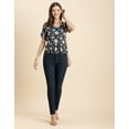 thumbnail image 7 of Moomaya Womens Printed Viscose Top, Ruffled, V-Neck, Elbow Sleeves Loose-Fit Summer Tops, 7 of 7