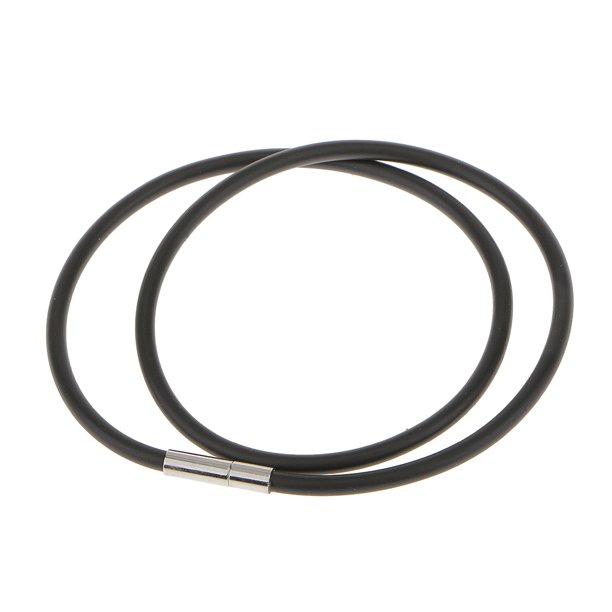Collar de cadena de cordón de caucho negro 3 mm Cierre de de acero inoxidable plateado Los 45cm Sunnimix cadena de collar de goma