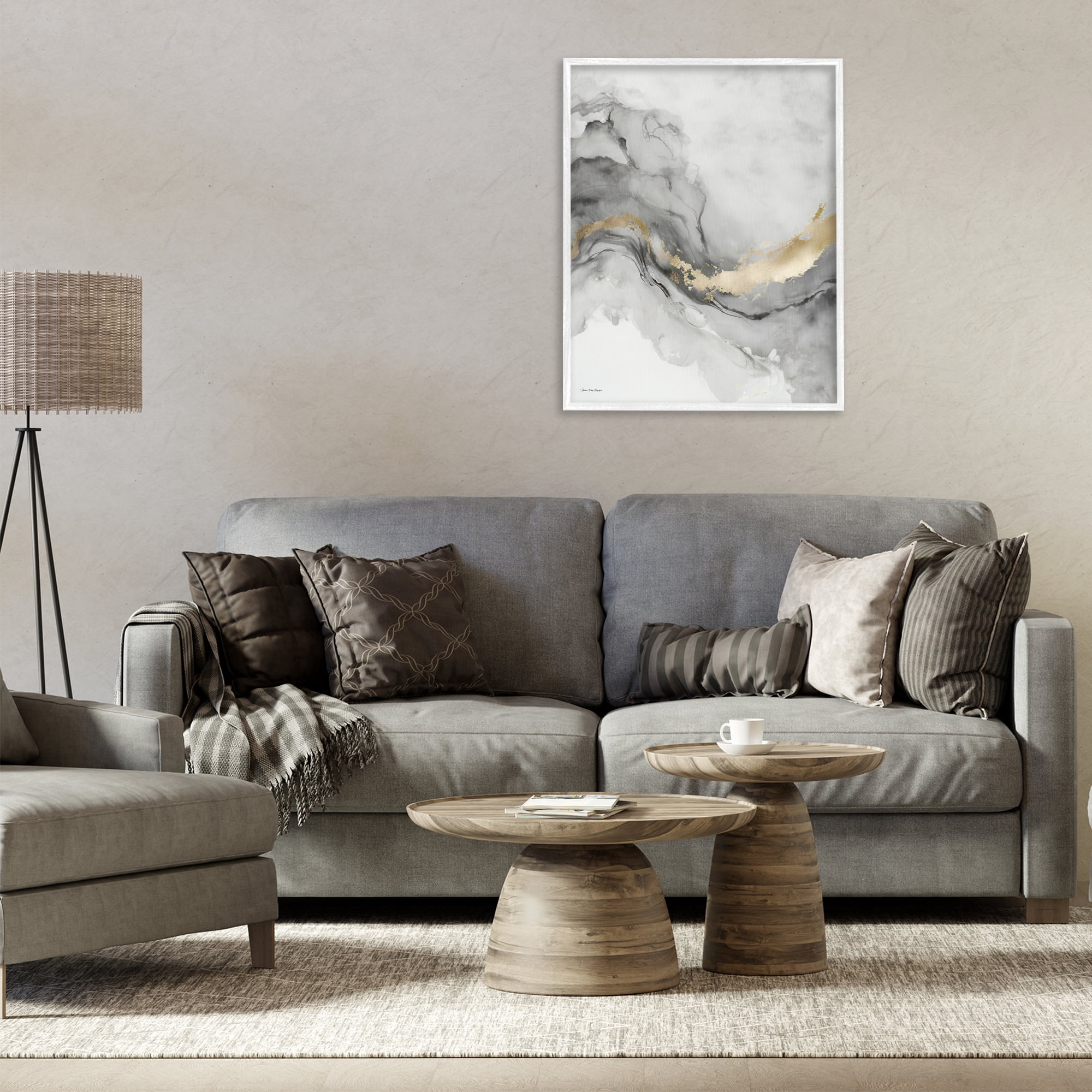 Stupell Industries Grey & Glam Geode Abstract Painting White Framed Art Print Wall Art, 24 x 30