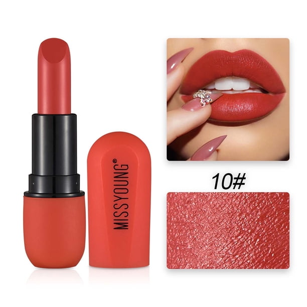 Lápiz labial mate de 12 colores, brillo labial hidratante aterciopelado, no se decolora.
