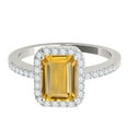 thumbnail image 2 of Mauli Jewels Engagement Rings for Women 3.20 Carat Diamond and Emerald Shaped Citrine Ring prong 10K White Gold, 2 of 6