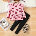 thumbnail image 3 of Kiijoy Toddler Girls Outfits Long Sleeve Peplum T-Shirt Pants Fall Clothes Set, Sizes 3-4, 3 of 6