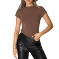 thumbnail image 1 of Nouveau T-Shirt à Manches Courtes pour Femmes, Simple, Décontracté, Doux, Crop Top Basique, Mode Été, Couleur Image L, 1 of 1
