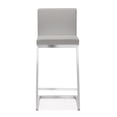 thumbnail image 3 of TOV Furniture Parma Light Grey Vegan Leather Counter Stool with Silver Legs - Set of 2, 3 of 9