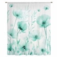 thumbnail image 2 of Teal Spring Floral Sheer Curtains 63 Inches Long, Summer Botanical Watercolor Vintage Light Filering Curtains, Breathable Simi Curtain Privacy Drapes for Living Room Bedroom Window Treatment, 2 of 9