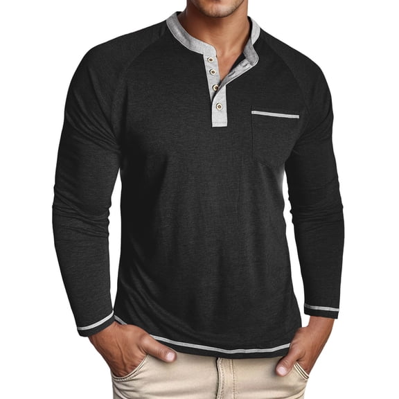 VJATTWR Men's Long Sleeve Shirt, Knit Fabric with Button Placket, Smart Casual Look for Office S